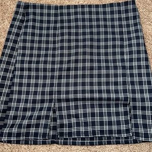 Black and white plaid mink skirt